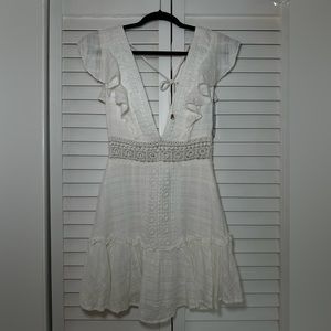 White Crochet Open Back Dress